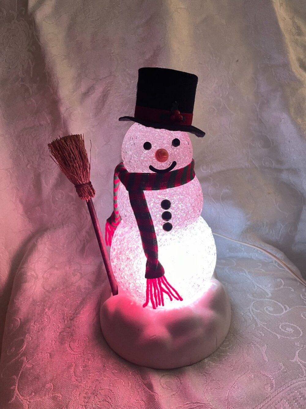 1993 Avon Chilly Sam Light Up Snowman Texture clear plastic snowman VGUC